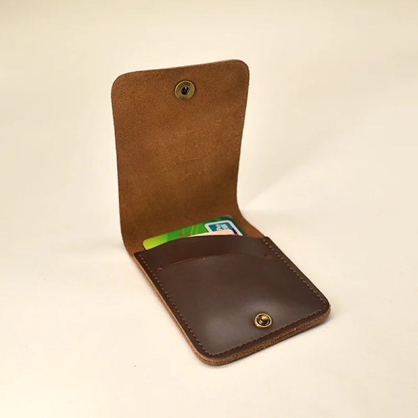 Håndlavet mini kort-ID-holder Kreditkortsholder i ægte læder Mænd Kvinder Visitkortsholder Pung Porte Carte Etui til beskyttelse coffee