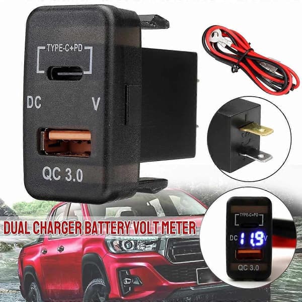 Autolaturi Type-C+PD QC3.0 Tupla-USB Pradolle