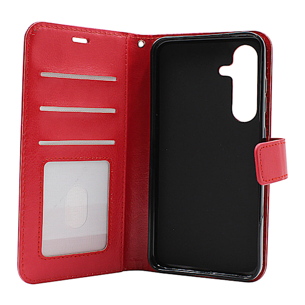 Crazy Horse Samsung Galaxy S25 Wallet Case Hotpink