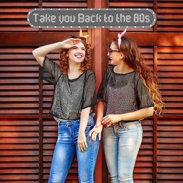 80'er Neon Party Tøj Kostume Tilbehørssæt, 1980'er Retro Tema Party Dekoration Outfit til Kvinder Piger A A 1PCS