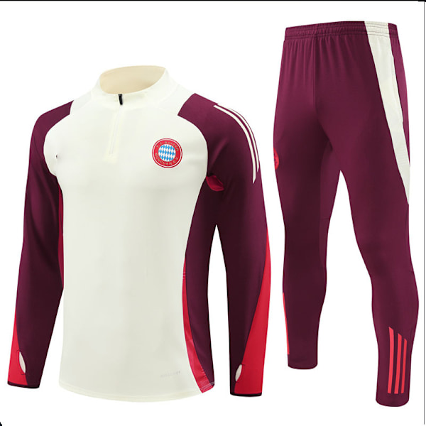 2425 Ny Bayern Fodbold Langærmet Halv Zip Træningsjersey til Voksne og Børn Beige Beige M