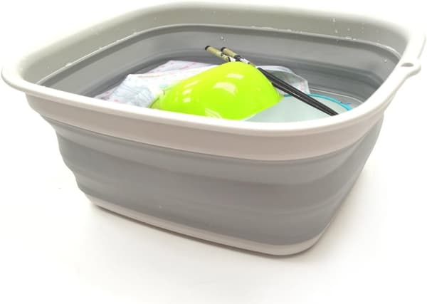 7,7 L (2 gallon) sammenklappeligt badekar - sammenklappeligt badekar - bærbart vaskefad - pladsbesparende plastikbadekar (grå)
