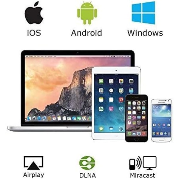 HDMI Trådløs Display Adapter WiFi 1080P Mobilskjermspeiling Mottaker Dongle for iPhone Mac iOS Android til TV Projektor