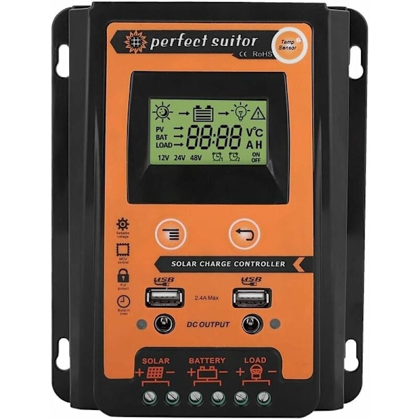 MPPT Solladdningsregulator 12V/24V Solpanel Batteriregulator
