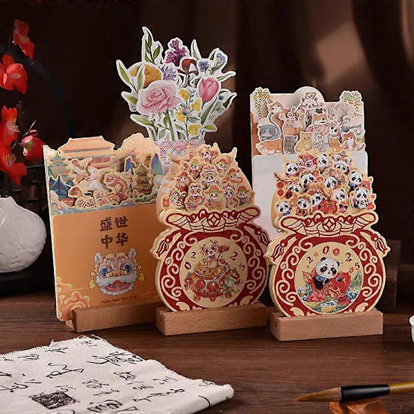2025 Blomsterkalender til skrivebordet, 2025 Skrivebords kalender, 3D Lille Skrivebords kalender Prosperous Era of China