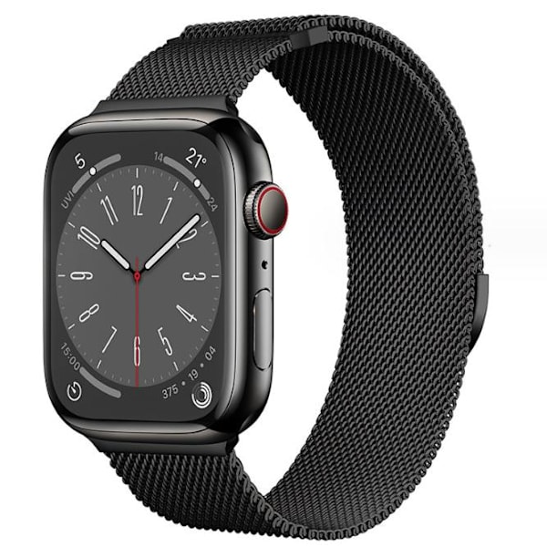 Milanese Loop -ranneke Apple Watch -rannekkeeseen 44 mm 40 mm 45 mm 49 mm 41 mm 38 mm 42 mm 44 mm rannekoru iwatch Series 9 3 6 5 SE 7 8 Ultra 2 starlight - musta black 42mm/44mm/45mm/49mm
