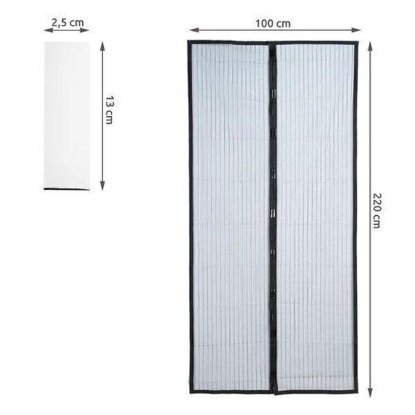Hyönteisverkko-ovi 100x220 Hyönteissuoja Magneetti Hyttysverkko - Täydellinen black