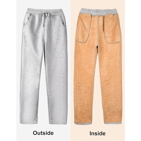 Fleeceforet Sweatpants - Varme Sweatpants med Lommer - Vinterbukser - Blød Sherpa - Varme Bukser - Snøre Sportsbukser - Jogging - Træning - Casual - Lysegrå Ljusgrå M