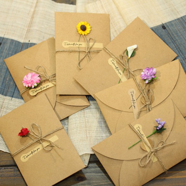 #6 Christmas Greeting Card 17.5 * 11cm Kraft Blank Envelope Card Paper with Envelope Handmade Kraft Paper Greeting Card#