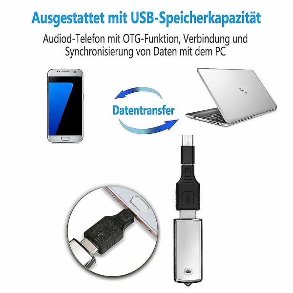 2-in-1 Digitaalinen Äänitallennin 8GB Mini USB-muistitikku Digitaalinen Äänitallennin Liinavaatteilla Kokouksiin Luentoihin