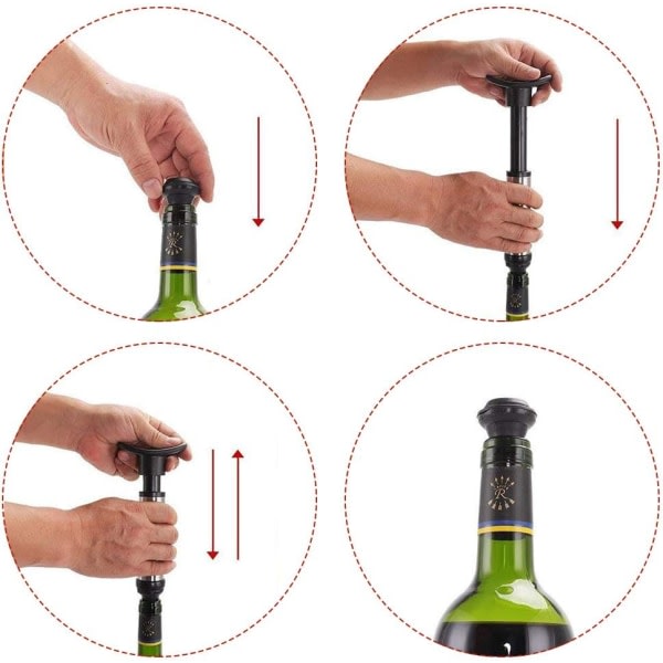 Wine Saver Set, 1 St Vacuum Pump Saver Tillbehör med 5 St Red