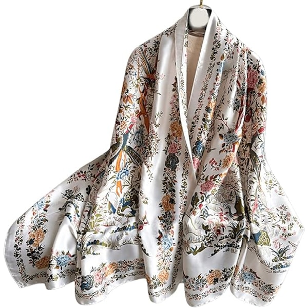 Sidenscarf för Kvinnor Lätt Satin Sjal och Omlott för Vår Sommar Höst Vinter