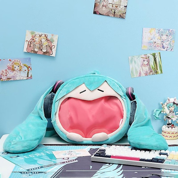 Kawaii Anime Hatsune Miku Cosplay Plussryggsekk Ita Bag Kvinneveske Skole Student Mann Fløyel Skulderveske Jentegave (FMY) blue