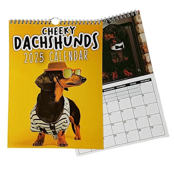 2025 Cheeky Dachshund-kalender Jul Nyår Gåva Vägg Månadsvis Planerare Dekoration Tidshantering Hängande Kalender