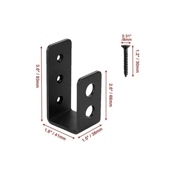 2-pak af robuste ståldørbeslag til 2x4 døre, U-formet sikkerhedsstang
