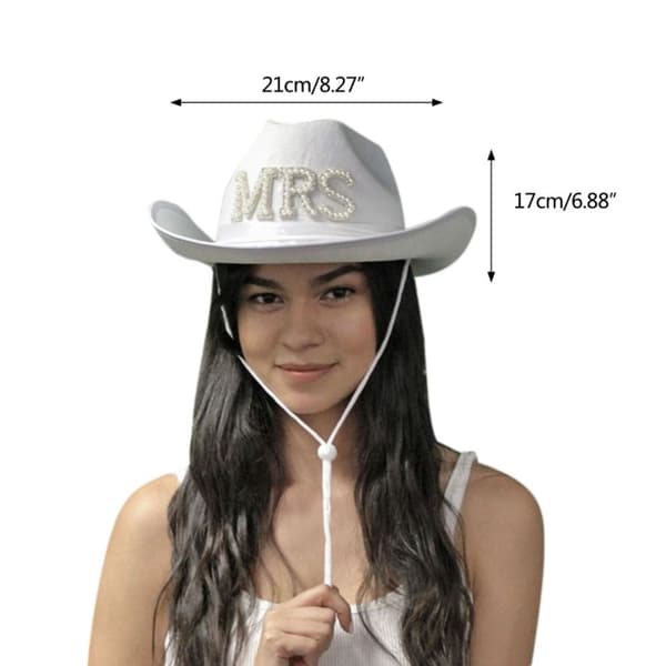 Cowboyhatt Brev Diamanthatt VIT BRUD Hvit White BRIDE-BRIDE