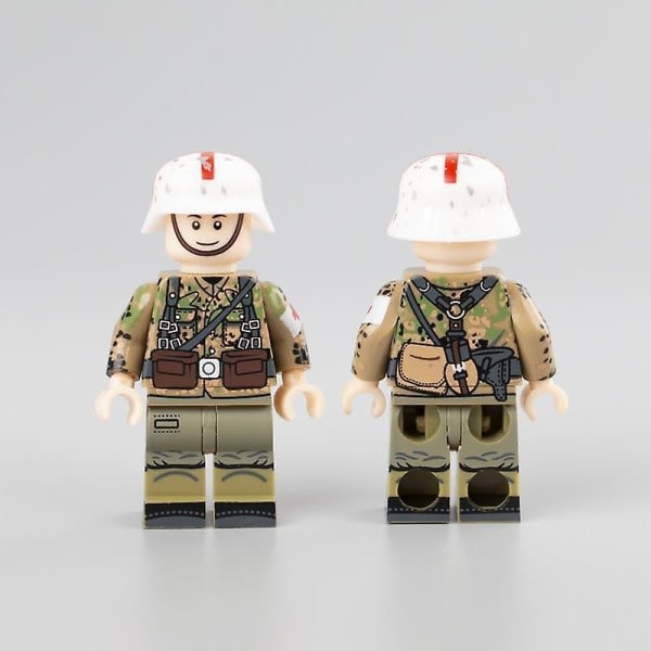 6 st/lot WW2 militär armé soldat figurer byggstenar tyska läkare delar
