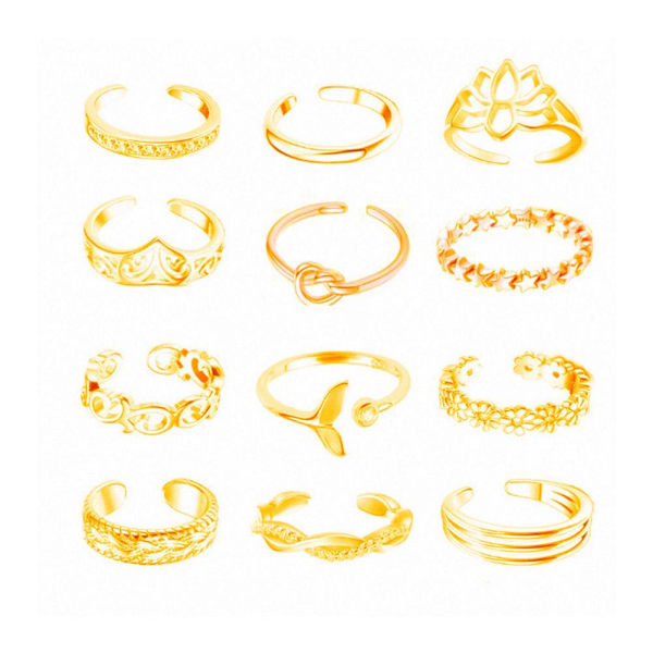 Kvinders tåring knoring sæt retro boho fod ring smykke Silver One size