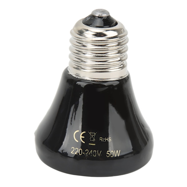 Keramisk varmelampe til krybdyr Mini infrarød keramisk varmelampe til padder firben krybdyr 220V-240V 50W Sort{YD} 0.1