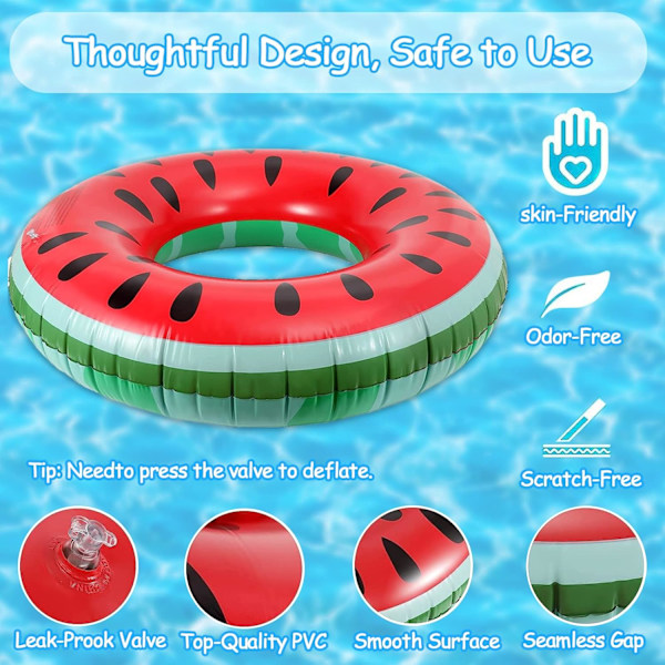 Badring för vuxna, Vattenmelon Badring, 120 cm Uppblåsbar Badring, Perfekt Sommarvattenleksak för Pool och Strand{YD}