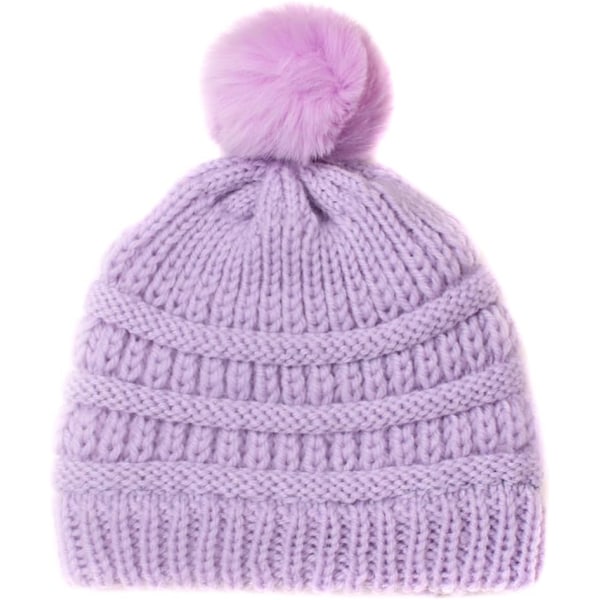 Baby Vinter Varm Strikket Lue, Myk Lue for Gutter og Jenter, Unisex Ski Lue for Barn purple