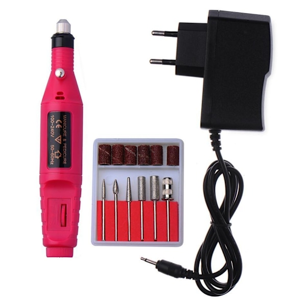 Elektrisk fil, elektrisk neglefil, 6 bits inkluderet Pink Rosa