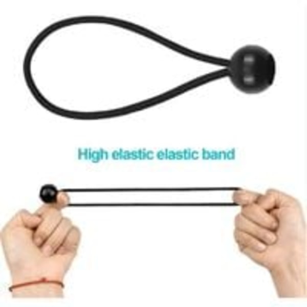13 cm svart plastkule elastisk snor for telt, skyggenett, markisefeste, 10 stk