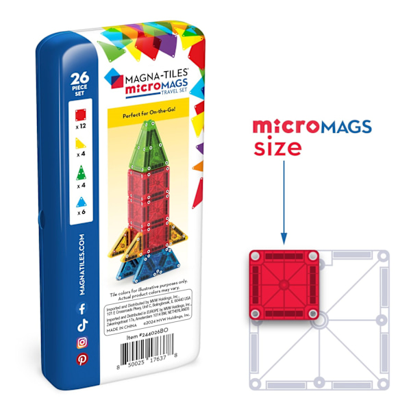 Magna-Tiles MicroMags Tin 26 dele Multicolor multifärg