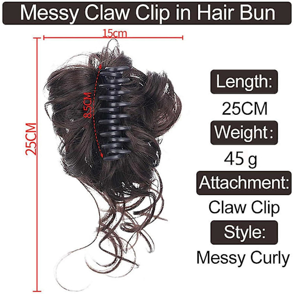 Hårstykke med klemme, knold hårstykke, krøllet hår-scrunchie med hår, chignon voluminøst hårstykke, rodet knold extensions - På lager