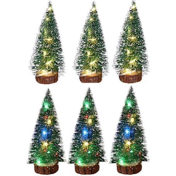 3 mini Christmas trees with 3 artificial LED loops