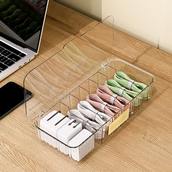 Laderkabel Oppbevaringsboks Datakabel Organizer GRÅ grey