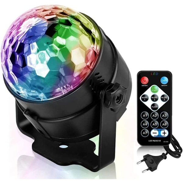 USB LED Diskokule for barn, Diskolampe, lyseffekter, 7 farger musikkstyrt, festbelysning for barn, jul, bursdagsfest, dekorasjon
