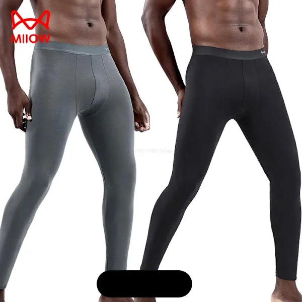2-pack Värmeunderkläder för Män 50S Ren Bomull Vinter Varma Byxor Mjuk Elastisk Underdel Långa Kalsonger Herr U Konvex Leggings 3 3 l