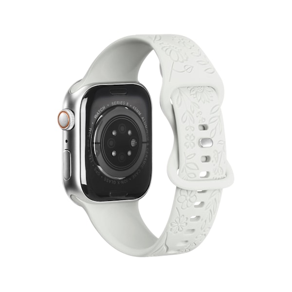 Armband till iWatch S9 876SE Apple Watch med präglad liten ros i silikon Solros - vit Sunflower - white 38/40/41mm