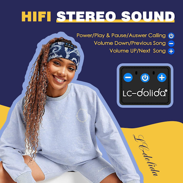 Sömnhörlurar Bluetooth-pannband Musikpannband Trådlösa Hörlurar med tunna HD-stereohögtalare Perfekt för sidosovare Sport Y