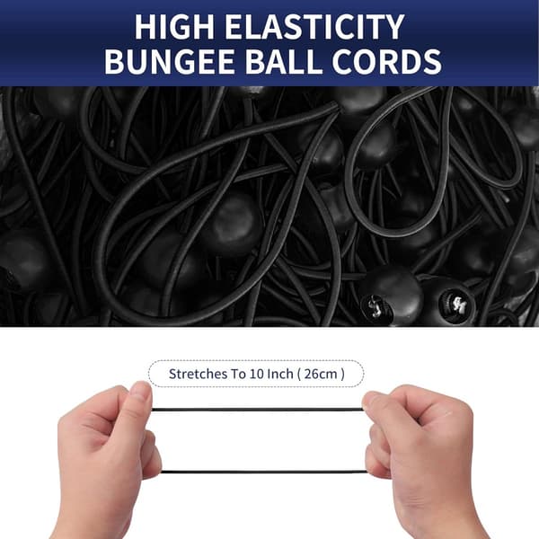 50 stk. - 6 \" - Elastisk reb - Elastisk snor - Spændelastik - tensionssnor - kugle-bungee-snore