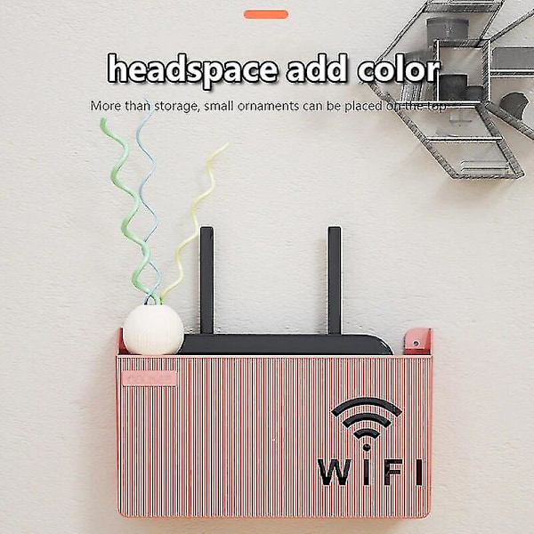 Trådløs Wifi Router Hylle Oppbevaringsboks Veggmontert ABS Plast Organizer Boks Kabel Strøm Feste Organizer Boks Hjemmeoppbevaring White