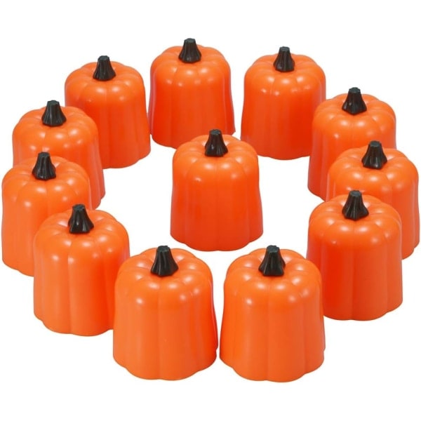 LED Kurpitsa Tuikkukynttilät, Oranssit Korkeat Valot (12 kpl, Oranssi)