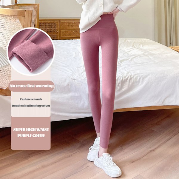 Högmidje byxor för kvinnor, höst vinter, tjocka innerbyxor, varma byxor, mörkgrå, hög midja dark gray high waist m