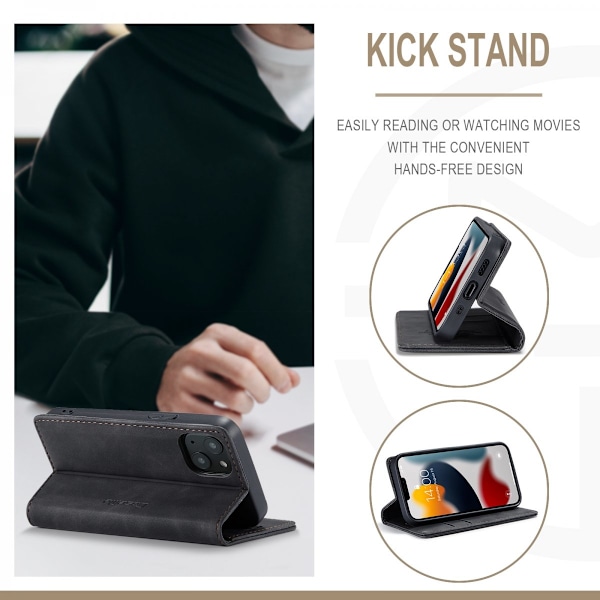 CaseMe Slim Wallet etui til iPhone 13 Sort