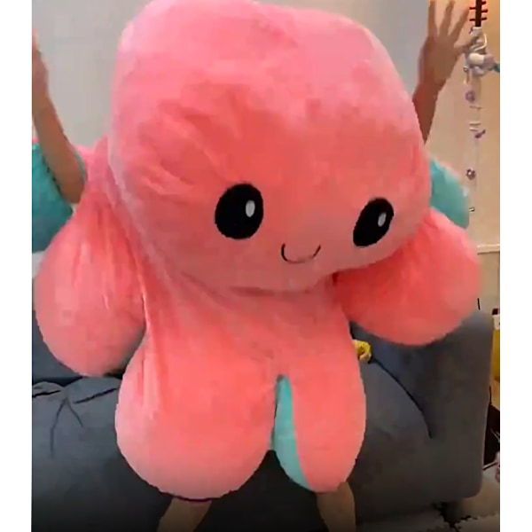 Super Iso Iso Kääntyvä Octo-Pehmolelu Kaksipuolinen Kääntyvä Nuken Octo-Pehmolelu 30cm pink to dark blue 30