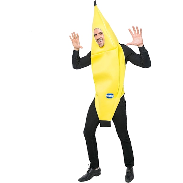 Unisex banankostume til voksne - attraktivt deluxe-sæt til halloween, karneval, kostumefester, udklædning og cosplay S