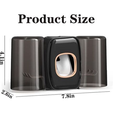 Wall-mounted Toothpaste Dispenser with Toothbrush Holder - 2 Mouthwash Cups - ABS Material - Drill-free Installation