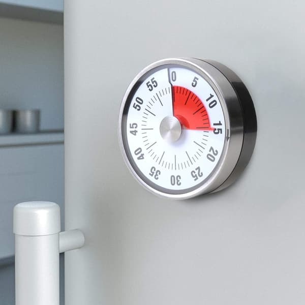 Hvit Visuell Timer. Kan telle opp til 60 minutter RUSTFRITT STÅL