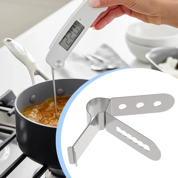 Termometerklämma i rostfritt stål, stänkskyddad grytklämma för matlagning och grillning, 4 mm hål, silver