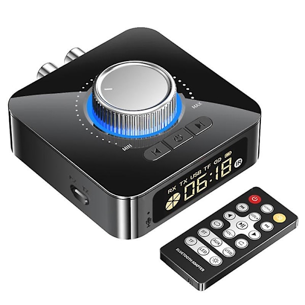 Bluetooth 5.0 modtager sender lyd stereo 3,5 mm Aux Jack Rca trådløs lydadapter med fjernbetjening