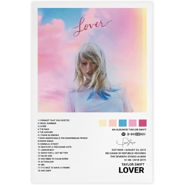 Popstjernen Taylor Swift Lerretsplakat for Romestetikk Lerret Veggkunst Soverom Elsker Elsker Elsker Lover 20*30CM