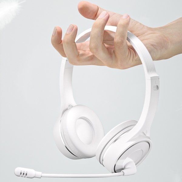 Trådløse Bluetooth 5.1 Hovedtelefoner til Læring Business Hovedtelefoner med Mikrofon Support TF Kort Android og IOS Hvid Vit