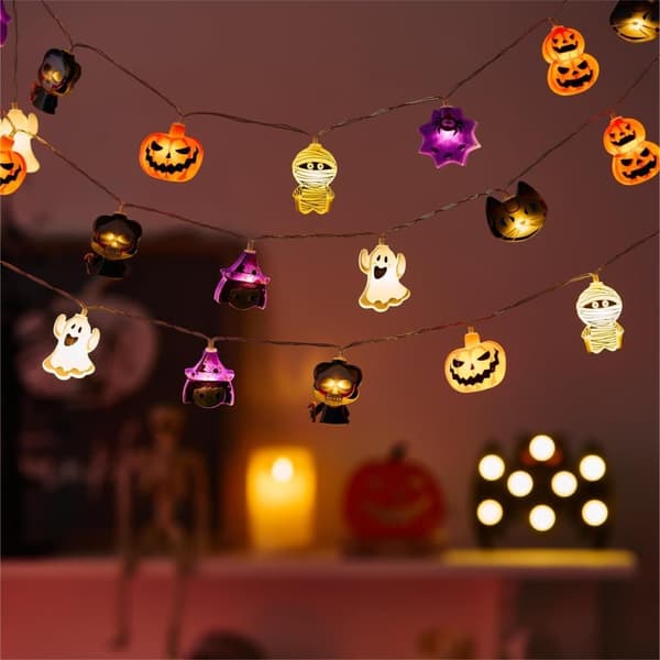 Halloween String Lights, 3 Meters Long, 20 LED Beads, Battery Operated, 8 Flashing Modes