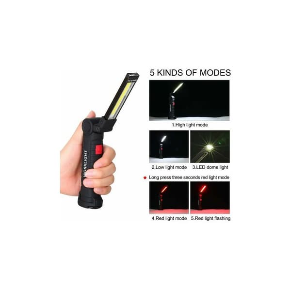 2 x Genopladelige LED Cob Arbejdslys Workshop Cob Lommelygte Blitz